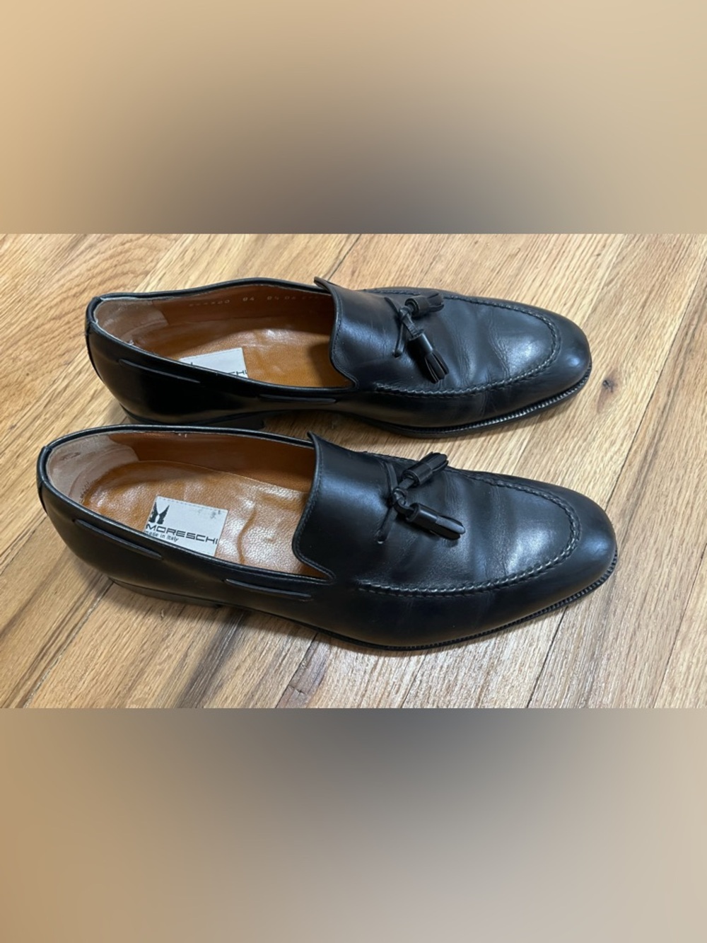 Moreschi Black Leather Tassel Slip-On Loafers -Made in Italy